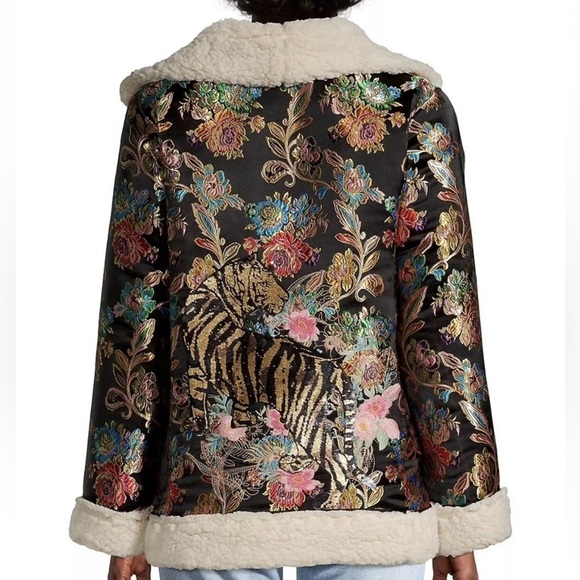Johnny Was Biya Tiger Sofia Jacquard Sherpa Lined Coat Jacket Size XXL NEW - Picture 1 of 7